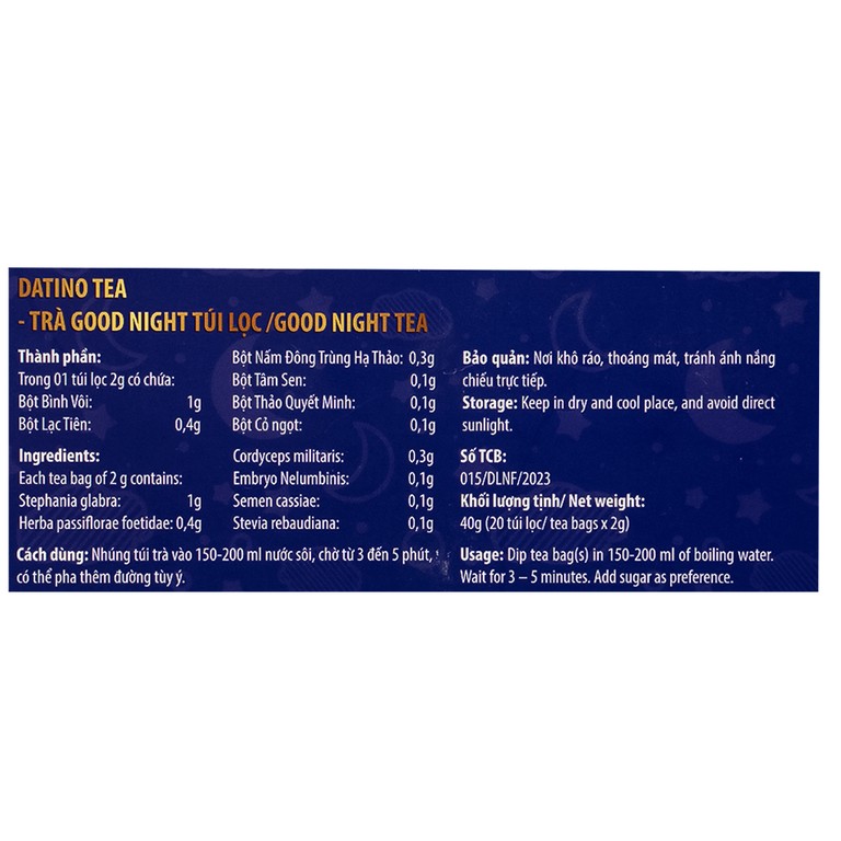 Trà Thảo Mộc Good Night Datino Premium Tea (20 túi lọc x 2g)