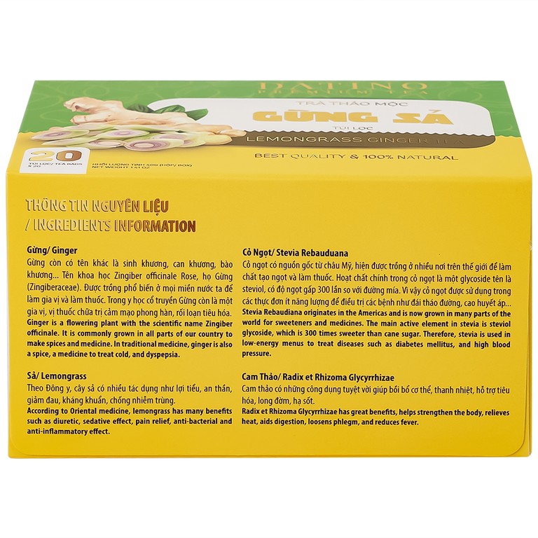 Trà Thảo Mộc Gừng Sả Datino Premium Tea (20 túi lọc x 2g)