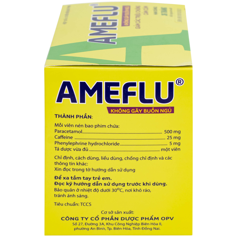 Thuốc Ameflu Không Gây Buồn Ngủ OPV điều trị các triệu chứng cảm lạnh và cảm cúm (10 vỉ x 10 viên)