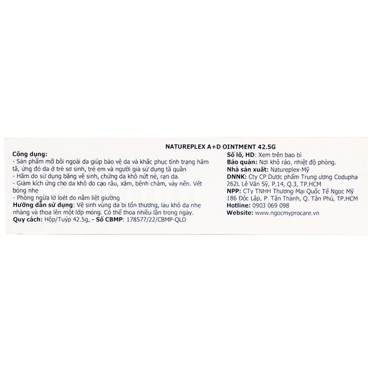 Kem bôi cho bé Natureplex A+D Ointment giảm và ngăn ngừa hăm (42.5g)