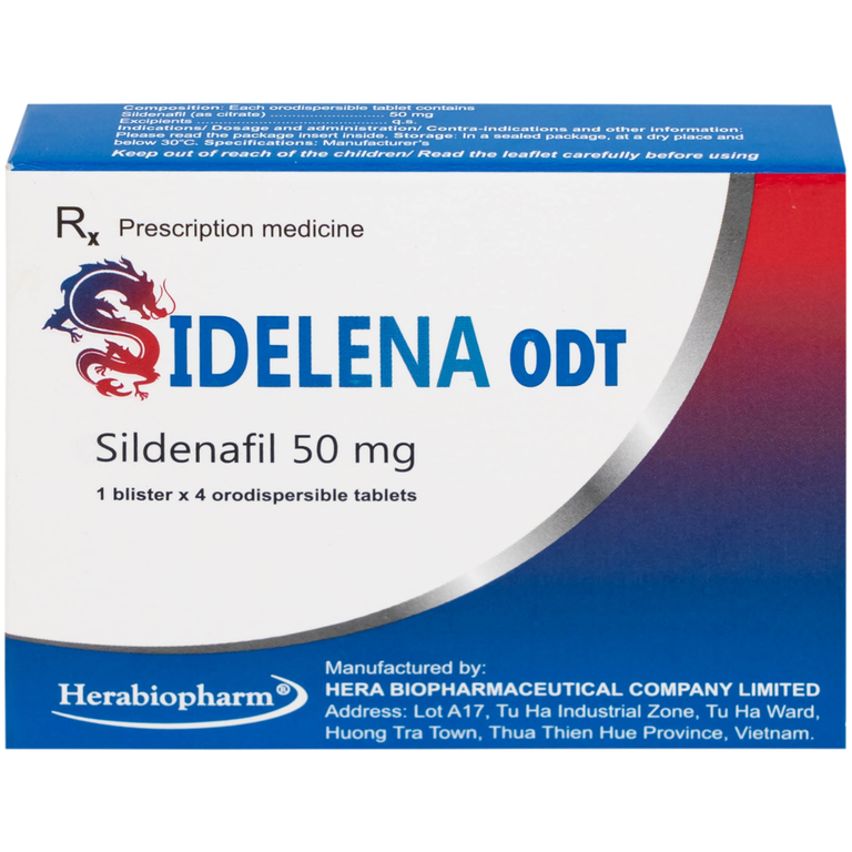 Thuốc Sidelena ODT 50mg Herabiopharm điều trị rối loạn chức năng cương dương ở nam giới (1 vỉ x 4 viên)
