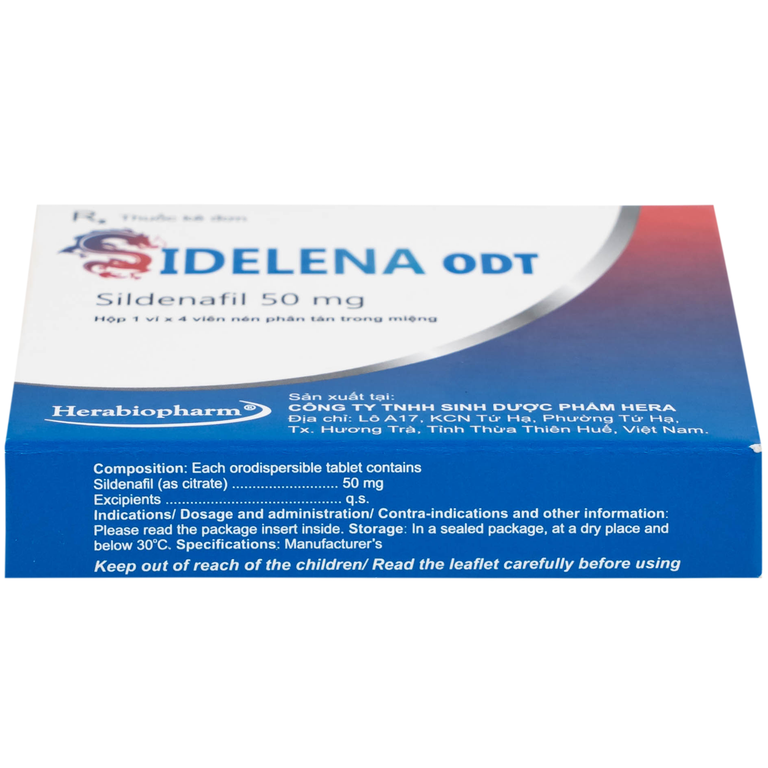 Thuốc Sidelena ODT 50mg Herabiopharm điều trị rối loạn chức năng cương dương ở nam giới (1 vỉ x 4 viên)