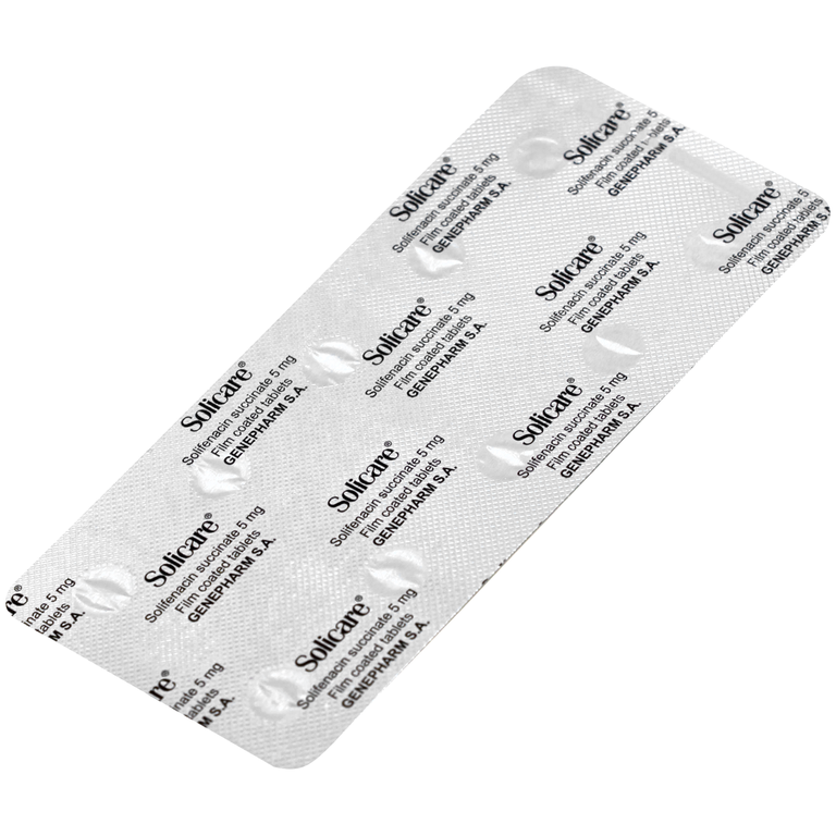 Thuốc Solicare 5mg Genepharm điều trị tiểu không kiểm soát do bàng quang kích thích (3 vỉ x 10 viên)