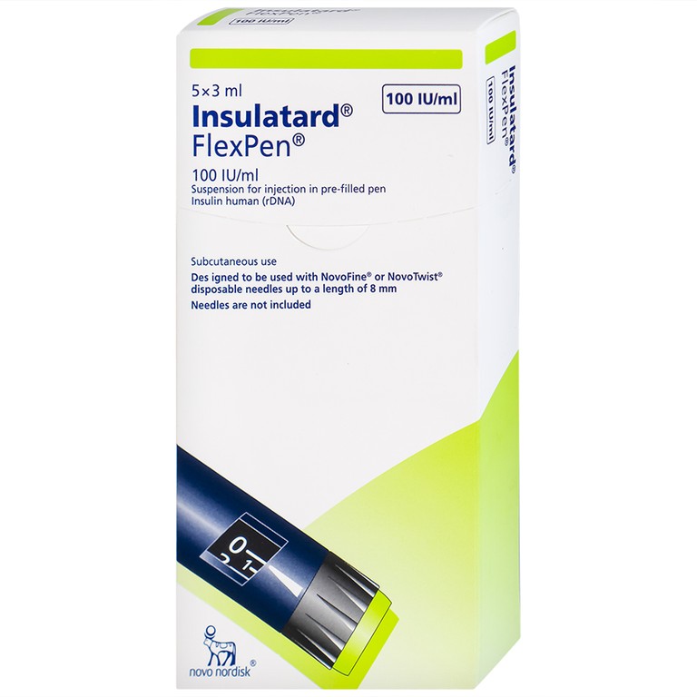 Bút tiêm Insulatard FlexPen 100IU/ml Novo Nordisk điều trị bệnh đái tháo đường (5 cây)