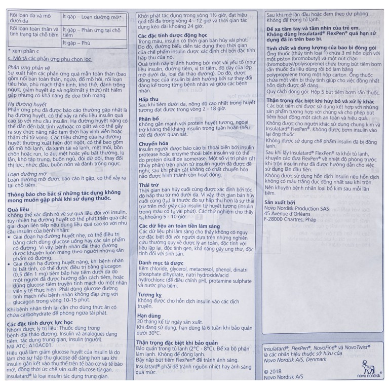 Bút tiêm Insulatard FlexPen 100IU/ml Novo Nordisk điều trị bệnh đái tháo đường (5 cây)