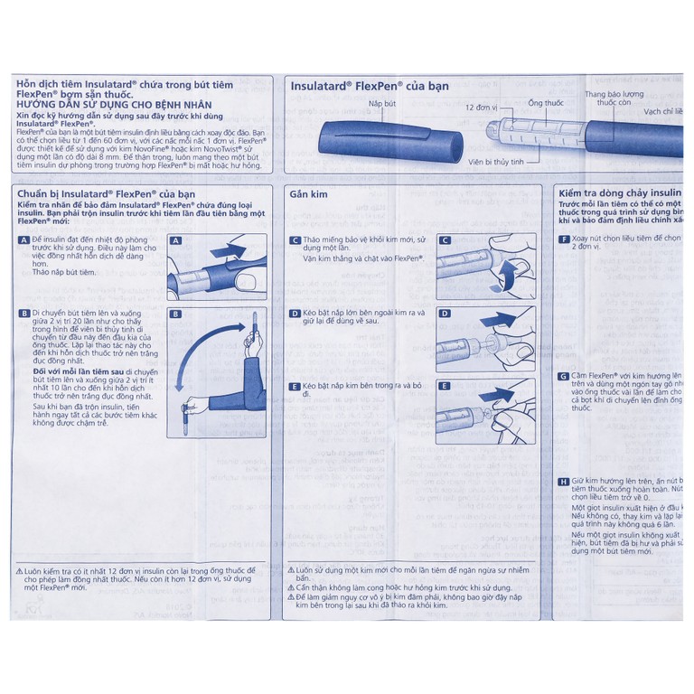 Bút tiêm Insulatard FlexPen 100IU/ml Novo Nordisk điều trị bệnh đái tháo đường (5 cây)