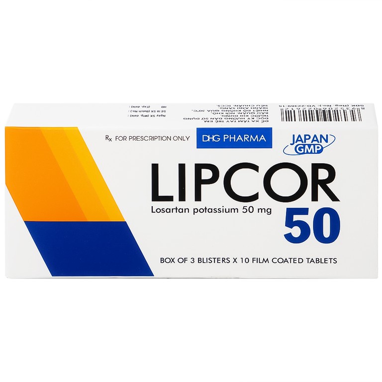 Viên nén Lipcor 50 DHG Pharma điều trị tăng huyết áp (3 vỉ x 10 viên)
