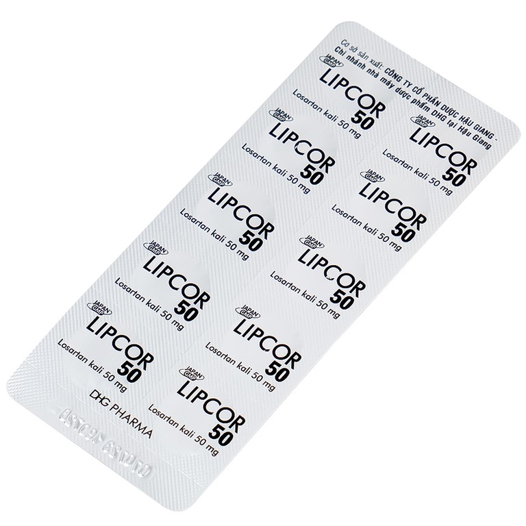 Viên nén Lipcor 50 DHG Pharma điều trị tăng huyết áp (3 vỉ x 10 viên)