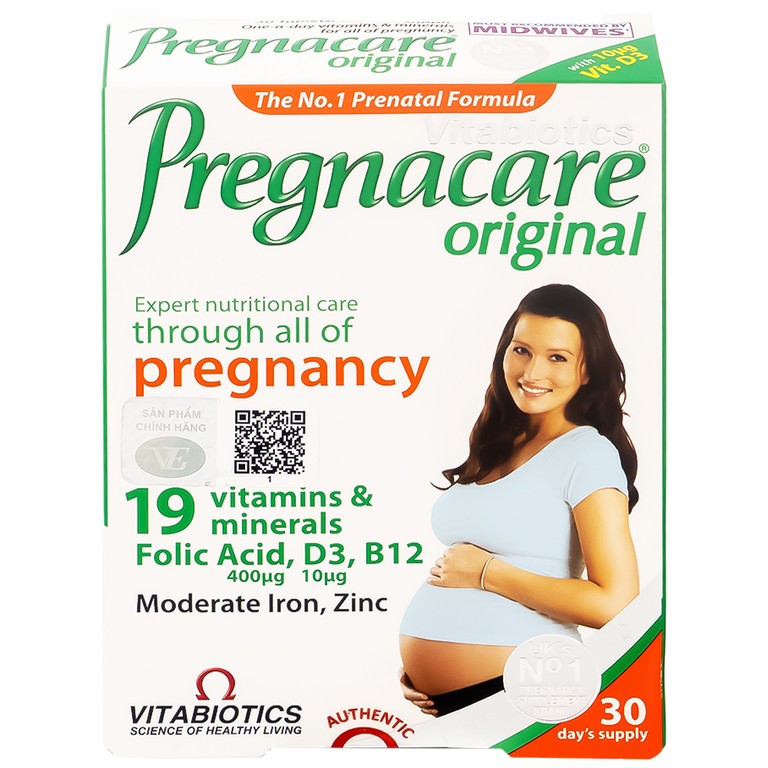 Thực phẩm bảo vệ sức khoẻ Pregnacare Original Vitabiotics giúp bổ sung vitamin, khoáng chất cho phụ nữ mang thai và cho con bú (2 vỉ x 15 viên)