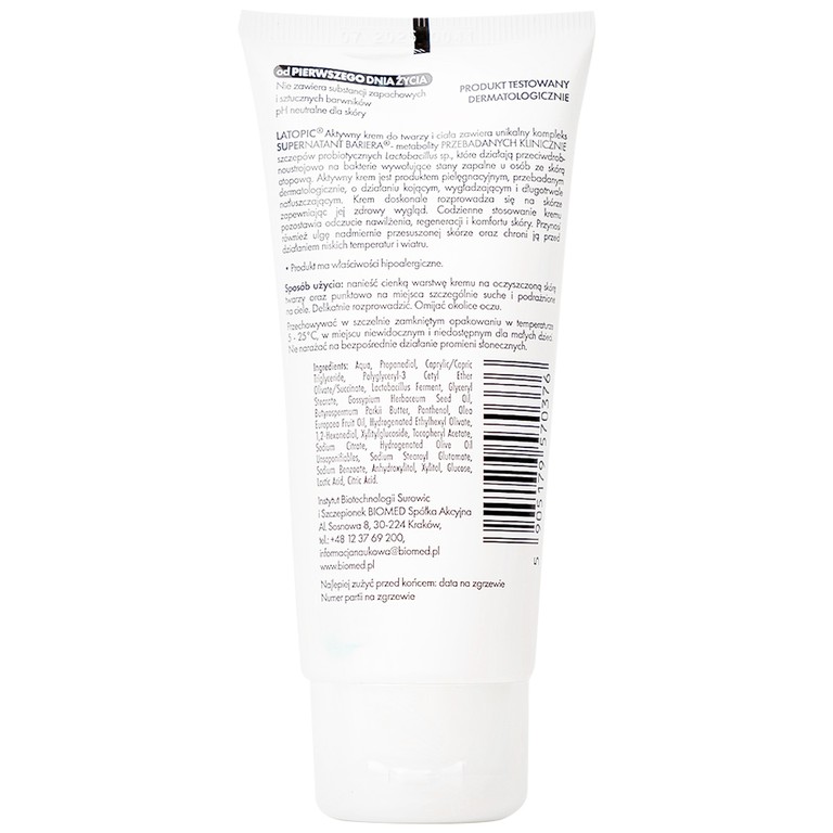 Kem bôi Latopic Probiotic Emollient Active Face and Body Cream dưỡng ẩm, dịu ngứa cho da dị ứng/kích ứng (75ml)