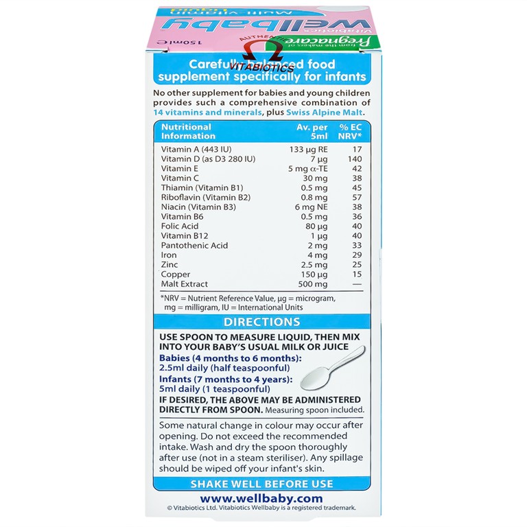 Siro Wellbaby Multi-Vitamin Liquid Vitabiotics bổ sung vitamin và khoáng chất cho trẻ (150ml)