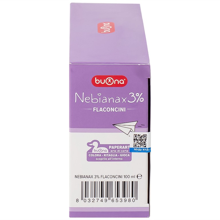 Dung dịch muối ưu trương nhỏ mũi Buona Nebianax 3% làm loãng dịch nhầy ở mũi (20 ống)