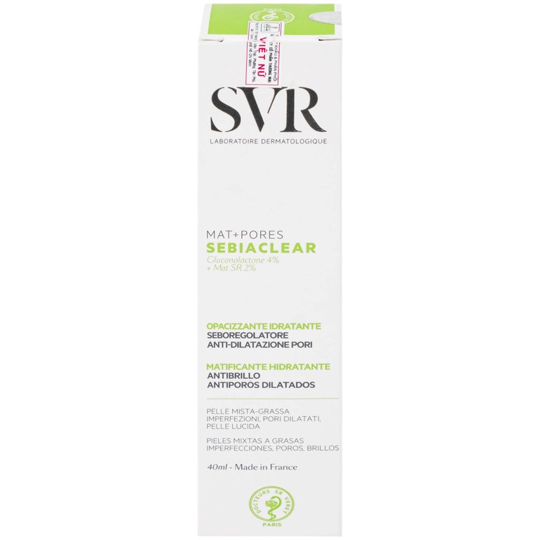 Kem SVR Sebiaclear Mat And Pores điều hòa bã nhờn, dưỡng ẩm, thu nhỏ lỗ chân lông (40ml)