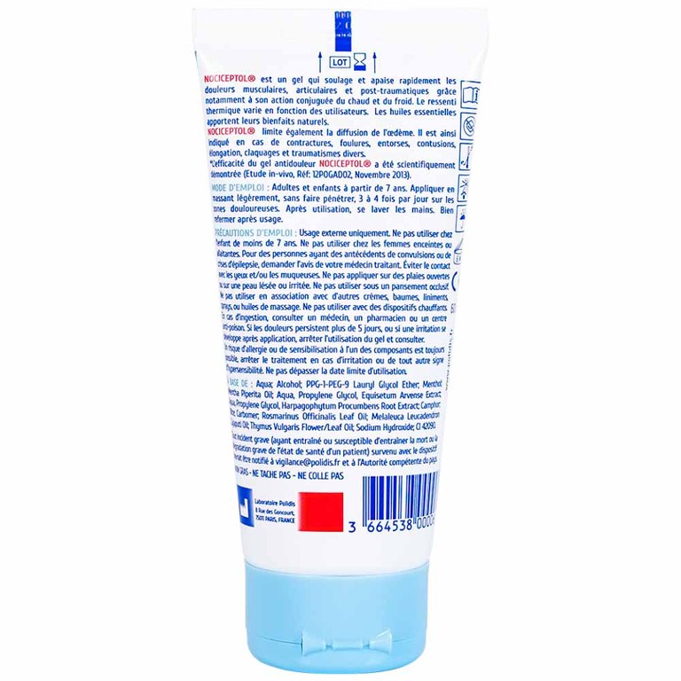 Gel bôi ngoài da Nociceptol Gel giảm đau, nhức, mỏi cơ, xương, khớp, chấn thương, giảm bầm tím, sưng nề (60ml)