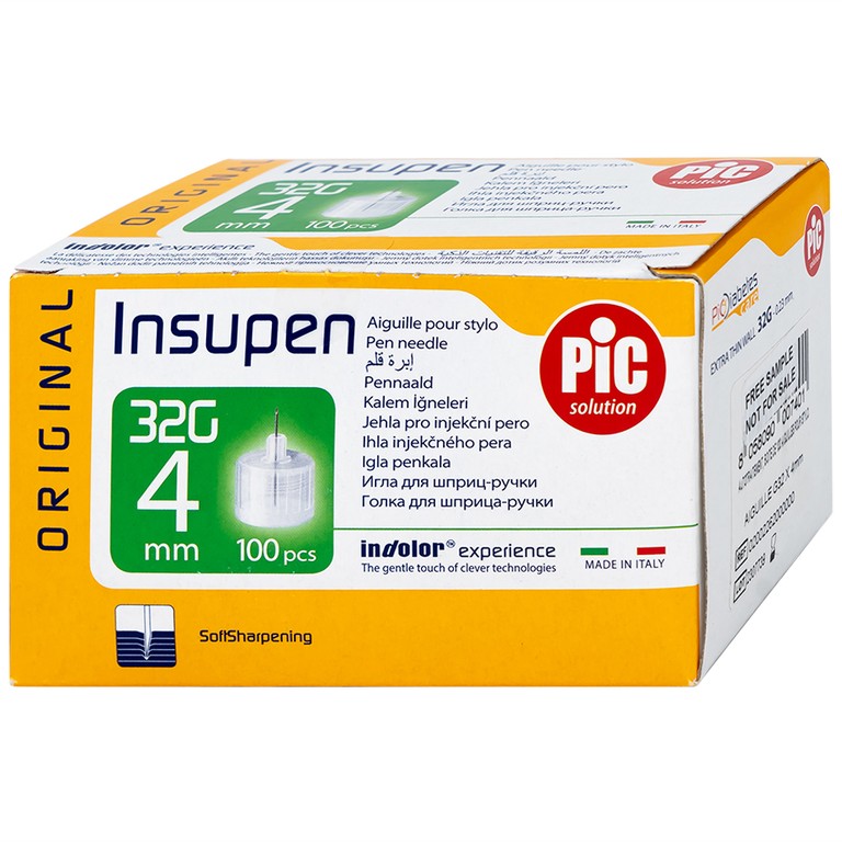 Đầu kim tiêm tiểu đường PIC Insupen Original dùng để gắn vào đầu bút tiêm insulin (100 Cái)