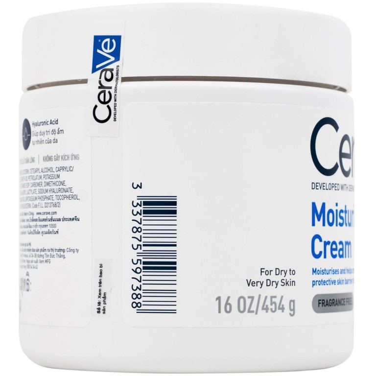 Kem bôi CeraVe Moisturizing Cream dưỡng ẩm, phục hồi cho da khô (454g)