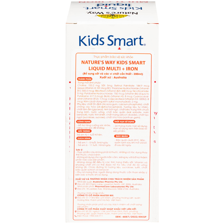Nature's Way Kids Smart Multi + Iron hỗ trợ tăng cường sức khỏe và đề kháng (200ml)
