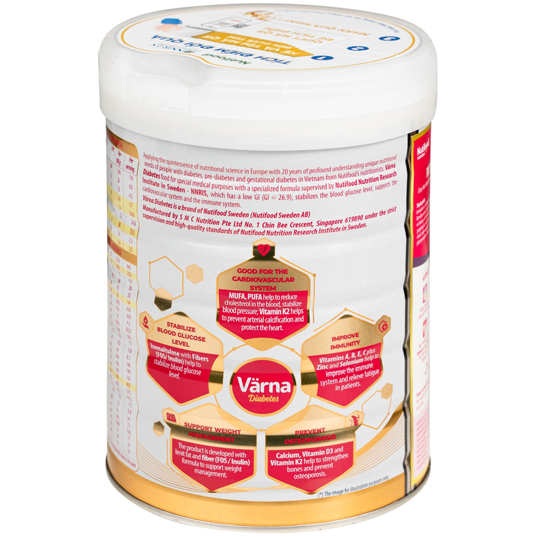 Sữa Nutifood Varna Diabetes chứa công thức dinh dưỡng cho người đái tháo đường (850g)