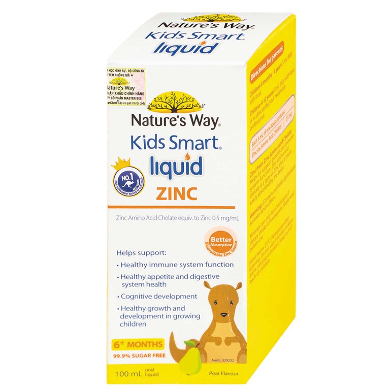 Natures Way Kids Smart Liquid Zinc bổ sung kẽm, tăng đề kháng, kích thích thèm ăn (100ml)