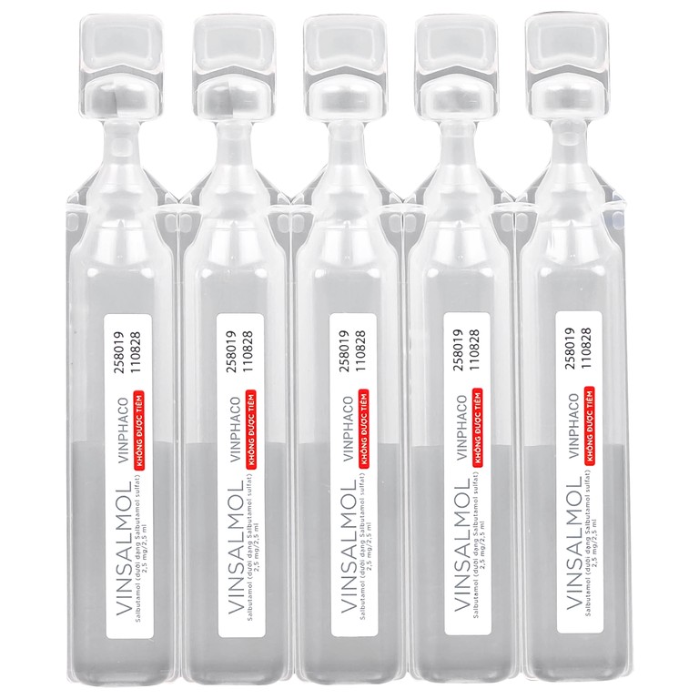 Thuốc Vinsalmol 2.5mg/2.5ml Vinphaco hỗ trợ kiểm soát co thắt phế quản mạn, hen ác tính (2 vỉ x 5 ống)