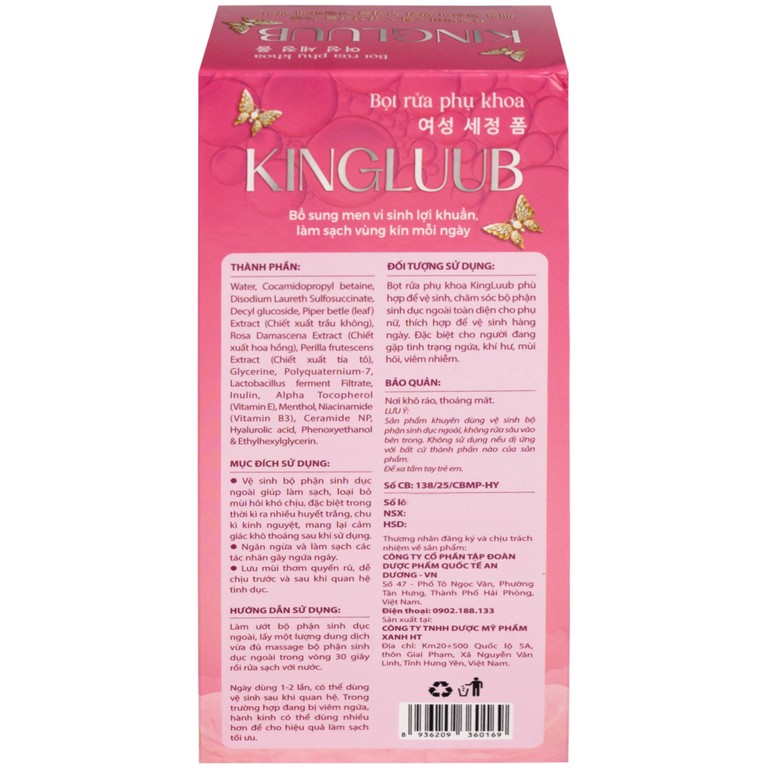 Bọt vệ sinh phụ nữ Kingluub làm sạch, khử mùi hương hoa hồng (100ml)