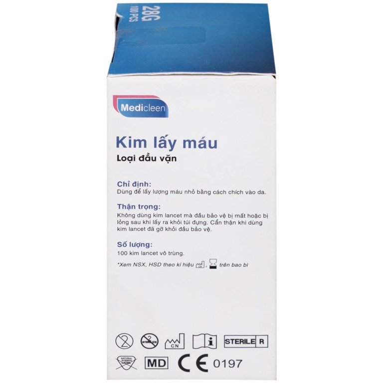 Kim lấy máu Lancet Medicleen BL-28 đầu vặn tiện lợi, đầu vát ba cạnh giảm đau khi sử dụng (100 cái)