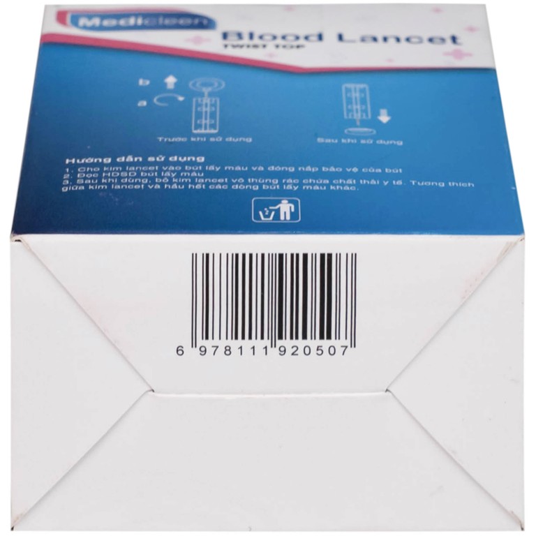 Kim lấy máu Lancet Medicleen BL-28 đầu vặn tiện lợi, đầu vát ba cạnh giảm đau khi sử dụng (100 cái)