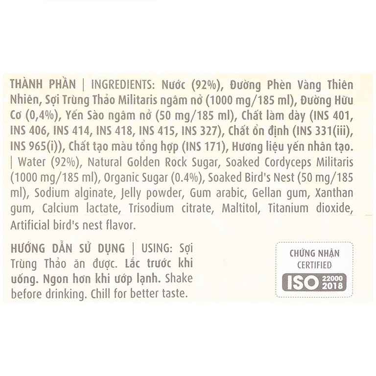 Nước Yến Sào Và Đông Trùng Hạ Thảo Greenbird (6 chai x 185ml)