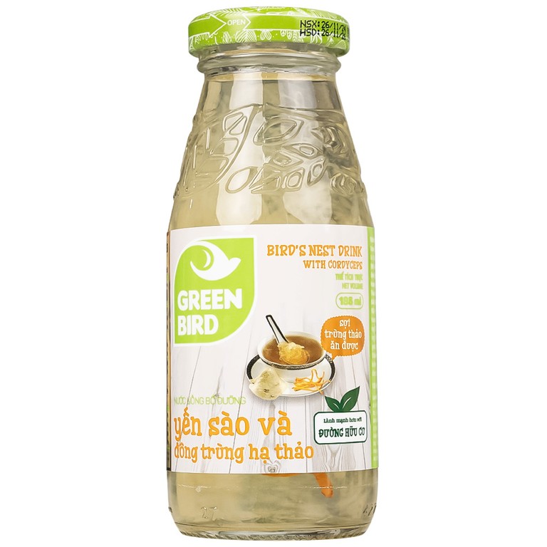 Nước Yến Sào Và Đông Trùng Hạ Thảo Greenbird (6 chai x 185ml)