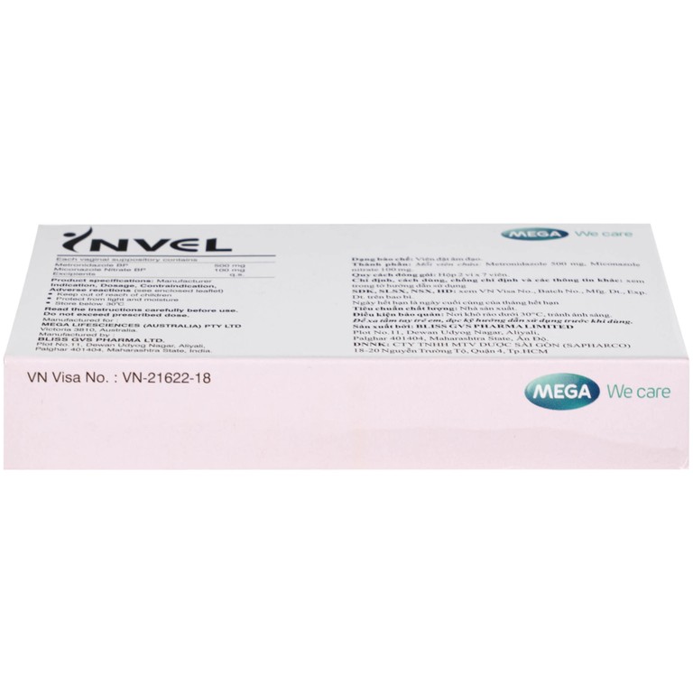 Thuốc Invel Mega Bliss GVS Pharma điều trị viêm âm đạo do nấm, vi khuẩn hoặc trichomonas (2 vỉ x 7 viên)