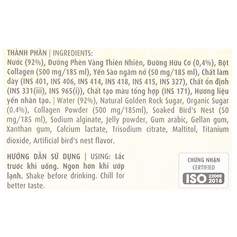 Nước Uống Bổ Dưỡng Yến Sào Collagen Greenbird (6 chai x 185ml)