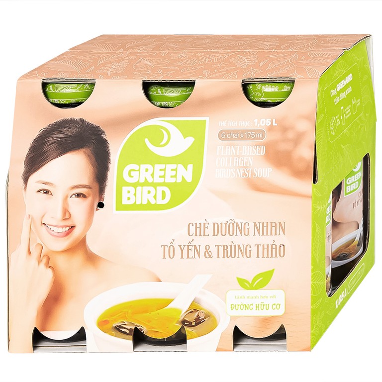 Chè Dưỡng Nhan Tổ Yến Và Trùng Thảo Greenbird (6 chai x 175ml)