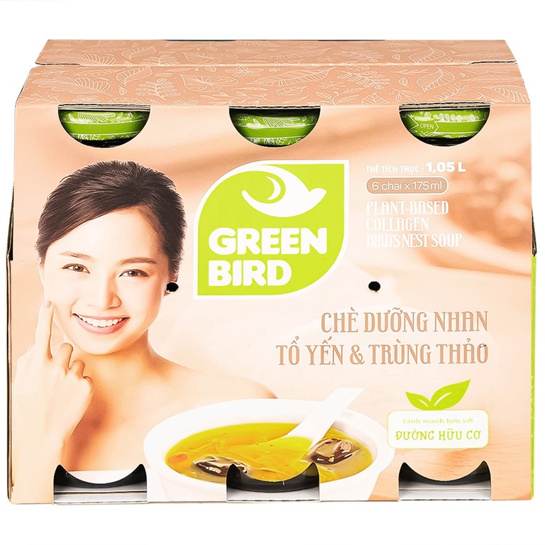 Chè Dưỡng Nhan Tổ Yến Và Trùng Thảo Greenbird (6 chai x 175ml)