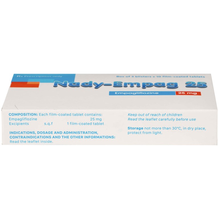 Thuốc Nady-Empag 25mg Nadyphar điều trị cho người lớn bị đái tháo đường type 2 (3 vỉ x 10 viên)