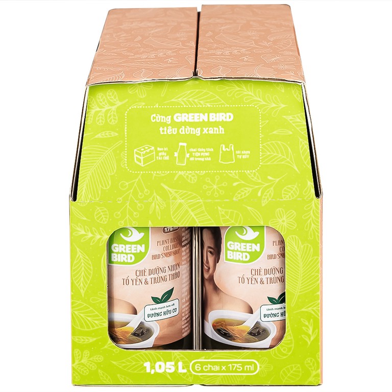 Chè Dưỡng Nhan Tổ Yến Và Trùng Thảo Greenbird (6 chai x 175ml)