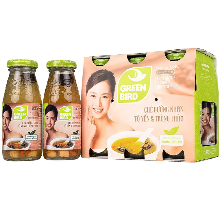 Chè Dưỡng Nhan Tổ Yến Và Trùng Thảo Greenbird (6 chai x 175ml)
