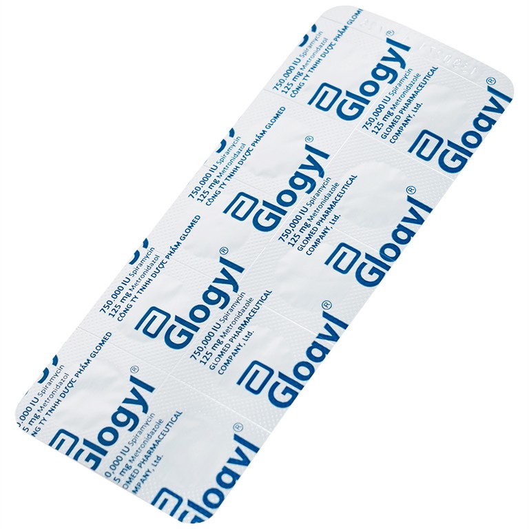 Viên nén Glogyl Glomed điều trị nhiễm khuẩn răng miệng cấp tính, mạn tính (2 vỉ x 10 viên)