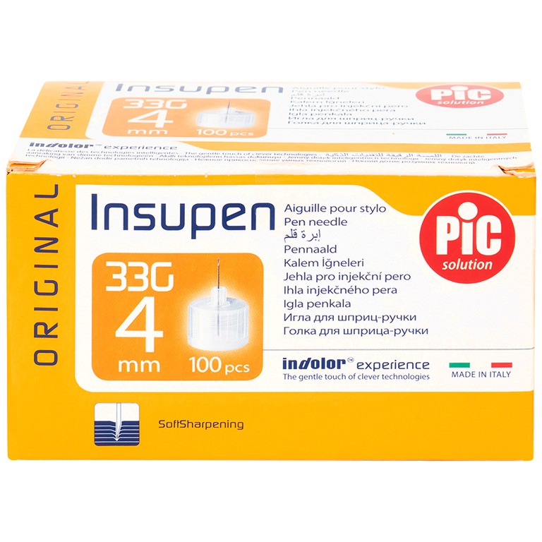 Đầu kim tiểu đường PIC Insupen Original dùng để gắn vào đầu bút tiêm Insulin (100 Cái)