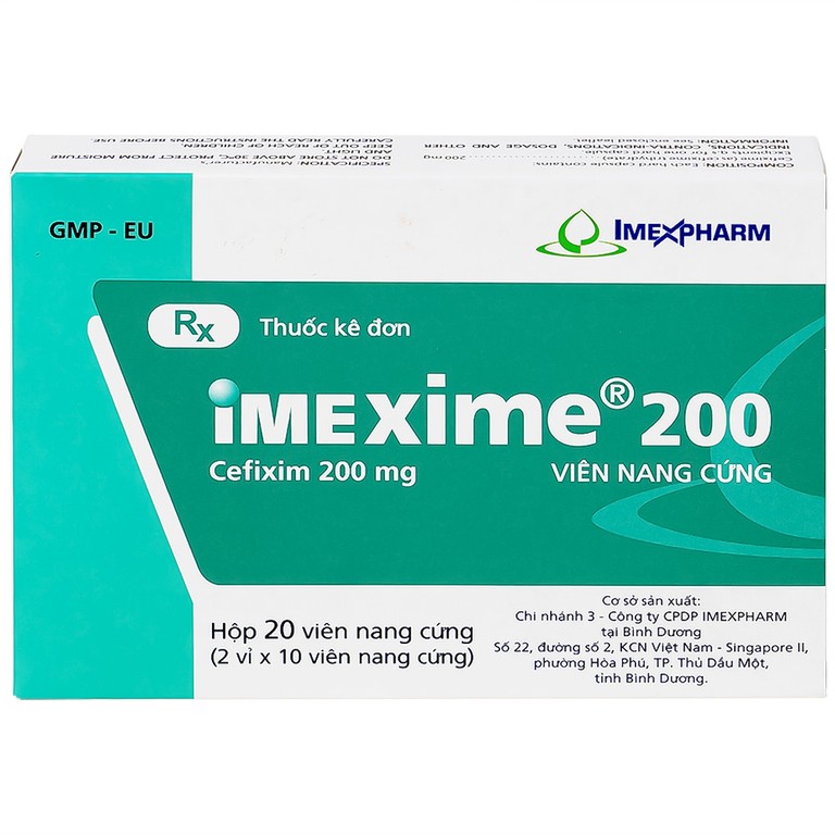 Thuốc Imexime 200 Imexpharm điều trị nhiễm khuẩn đường tiết niệu, viêm thận - bể thận (2 vỉ x 10 viên)