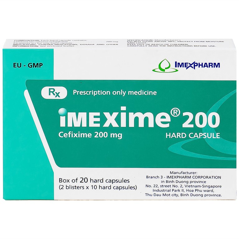Thuốc Imexime 200 Imexpharm điều trị nhiễm khuẩn đường tiết niệu, viêm thận - bể thận (2 vỉ x 10 viên)