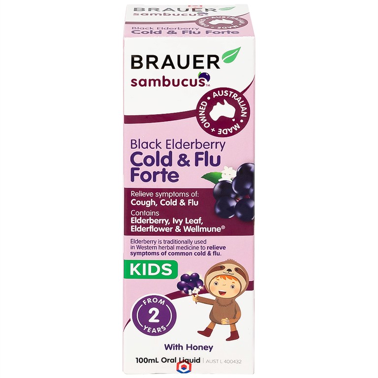 Siro Black ElderBerry Cold And Flu Forte Brauer hỗ trợ giảm các triệu chứng ho, sổ mũi do cảm (100ml)