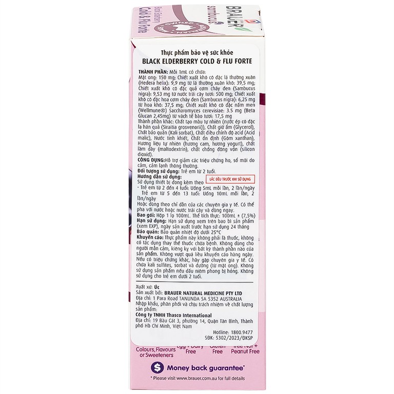 Siro Black ElderBerry Cold And Flu Forte Brauer hỗ trợ giảm các triệu chứng ho, sổ mũi do cảm (100ml)