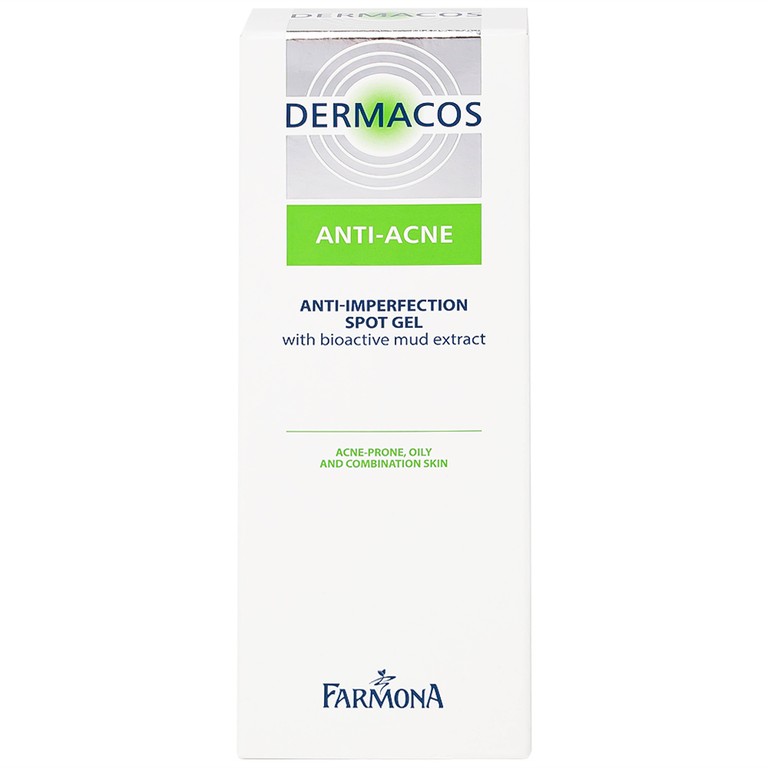 Gel chấm mụn Dermacos Anti-Acne Anti-Imperfection giúp khử khuẩn, giảm sẹo, chứa bùn hoạt tính (15ml)