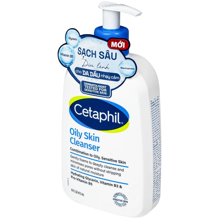 Sữa rửa mặt Cetaphil Oily Skin Cleanser cho da dầu, nhạy cảm (473ml)