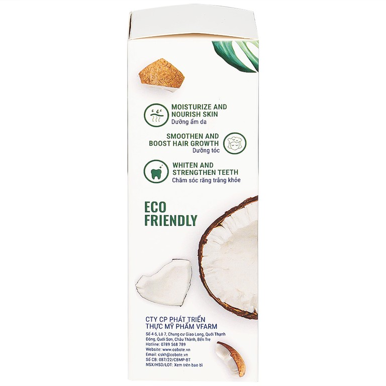 Dầu dừa tươi Raw Virgin Coconut Oil Cobote dưỡng ẩm, chống hăm, chăm sóc răng miệng (50ml)