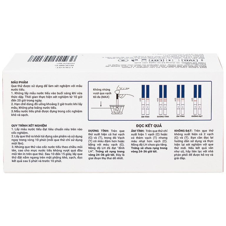 Que thử rụng trứng Safefit Test dùng để xác định ngày rụng trứng (7 que)