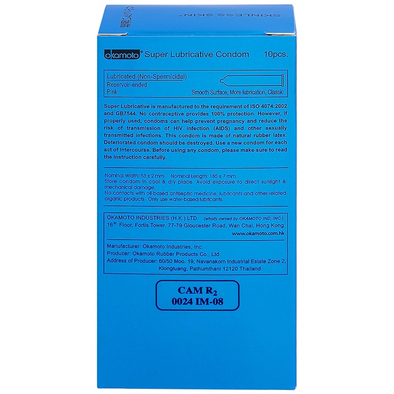 Bao cao su Okamoto Skinless skin super lubricative siêu mỏng, dẻo dai và mềm mại (10 cái)
