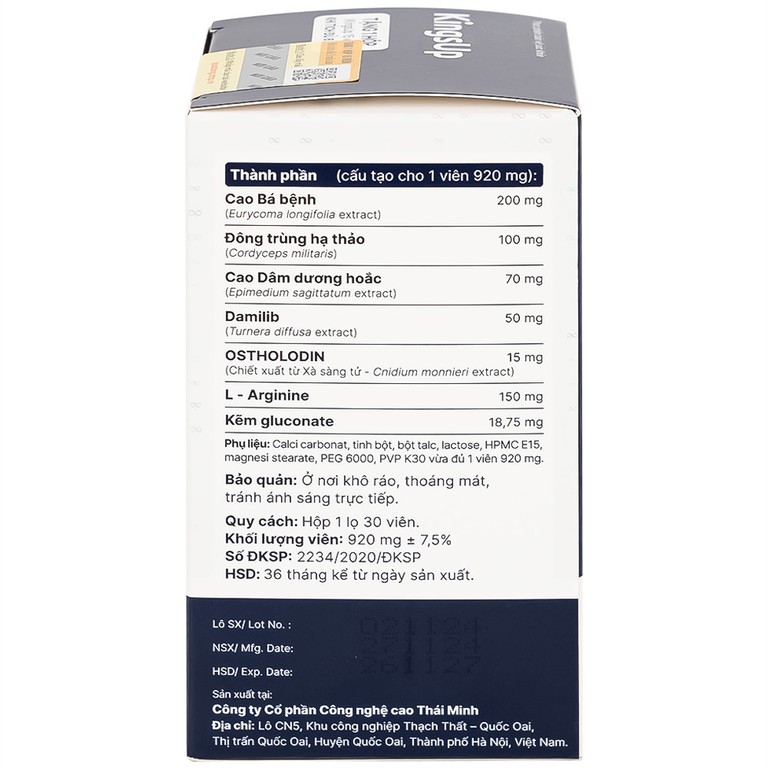 Viên uống KingsUp Thái Minh bổ thận, tráng dương, hỗ trợ tăng cường khả năng sinh lý nam (30 viên) 