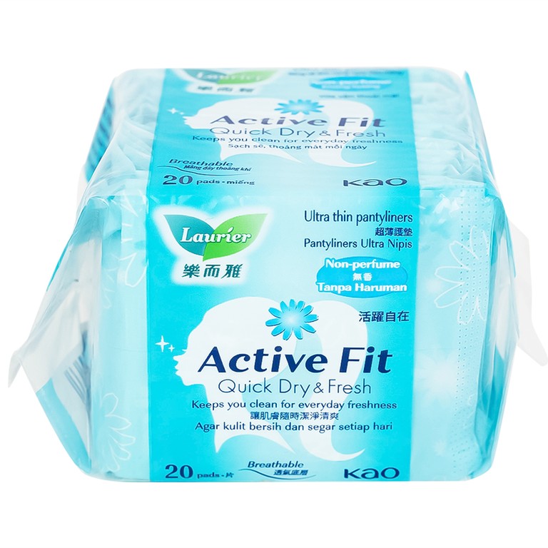 Băng vệ sinh Laurier Active Fit Quick Dry And Fresh hàng ngày hút ẩm hiệu quả, không gây hầm hơi (20 miếng)
