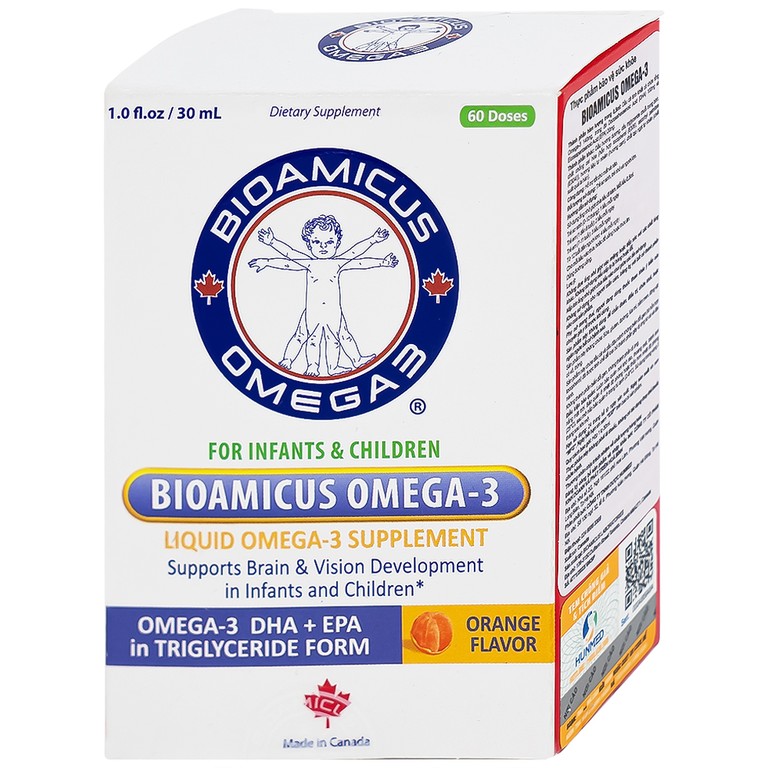Thực phẩm bảo vệ sức khỏe Bioamicus Omega-3 hỗ trợ tốt cho mắt và não (30ml)
